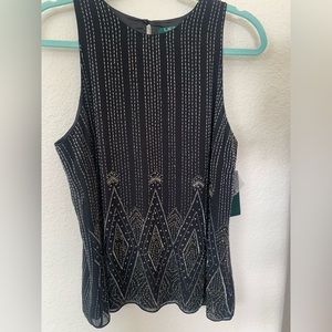 Lauren / Ralph Lauren sleeveless black beaded blouse M